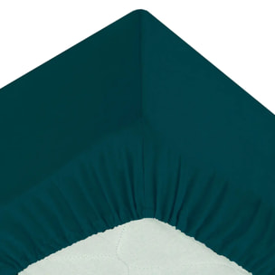 Drap-housse "Landiha"percale bleu égéen 180x200cm
