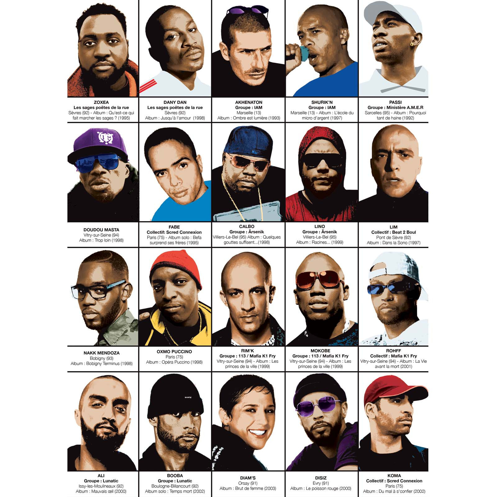 Affiche - Les légendes du rap français - Olivier Bourdereau