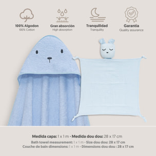 Capa Baño 1X1 Mod Oso+Dudu Muselina Azul
