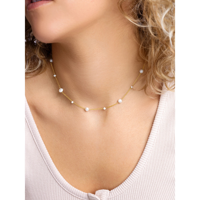 Collar Pearl & Pearls Plata Baño Oro