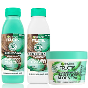 Garnier Fructis Coffret Hair Food Hydratant Aloe Vera (Shampooing 350ml, Démêlant 350ml, Masque 320ml)
