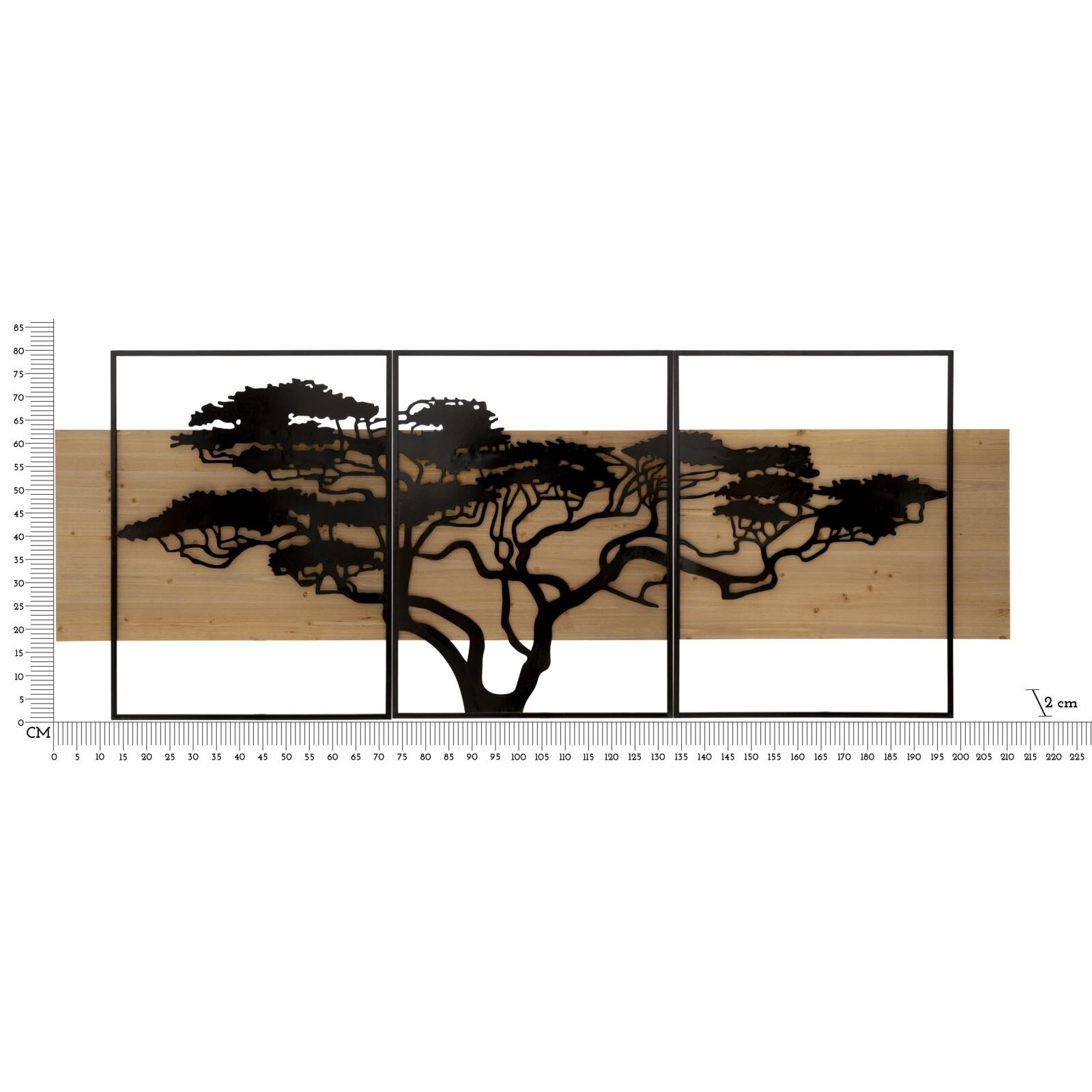 PANNELLO DA MURO LAGOS FERRO E WOOD SET 3PZ CM 204X2X80 (72X2X80-60X2X80)