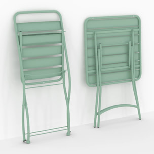 Table et chaises de jardin 2 personnes en métal vert - Yumi