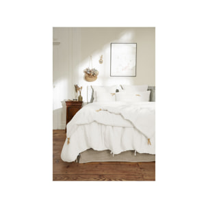 Coussin en lin lavé déhoussable 45 x 45 cm à pompons - 5 coloris - SOLINE