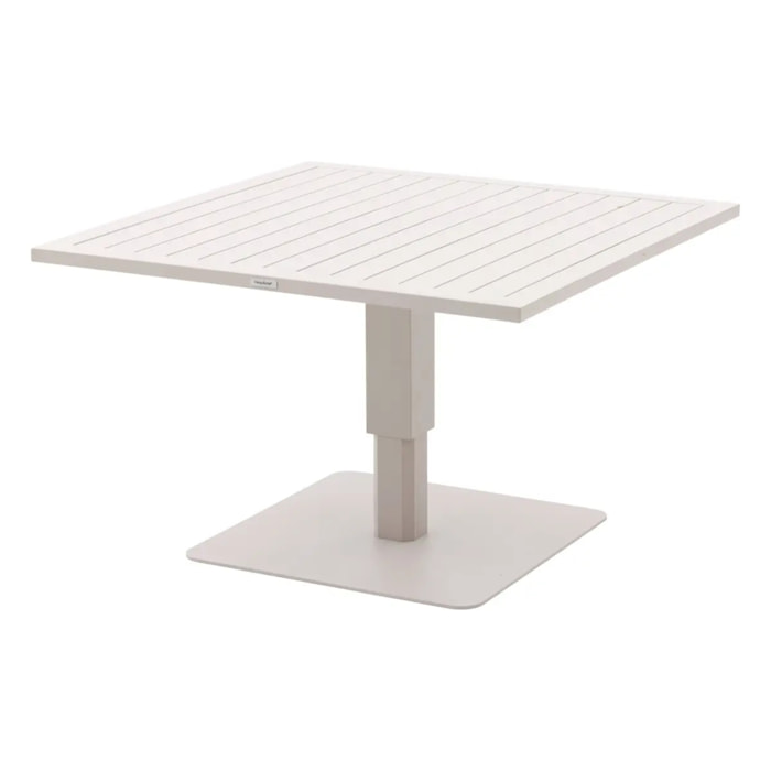 Table de jardin relevable carrée "Salimia" avoine 110 x 110 x 69cm en aluminium