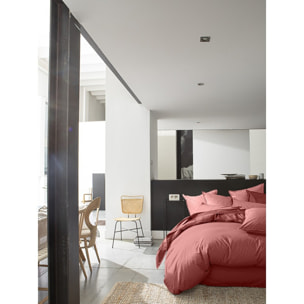 Paire de Taies d'oreiller percale de coton vieux rose