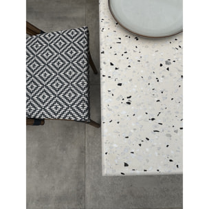 BISTRO - Ensemble repas de jardin 2 places en acier et plateau terrazzo - bleu