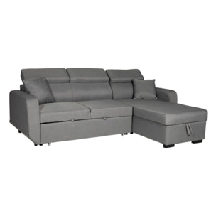 Canapé d'angle convertible WARREN 3 places gris