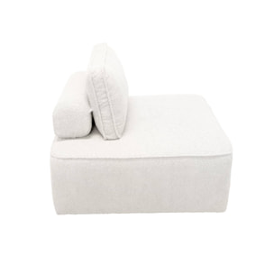 Chauffeuse pour canapé modulable tissu bouclette crème 1 place Bao. L 90 x P 90 x H 74cm