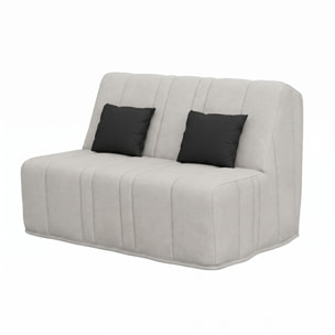 Banquette convertible Nea, matelas Simmons, 140 x 190 cm, 2 coussins offerts, Aba perle