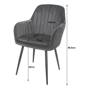 Set di 2 sedie LUGO in velluto beige con gambe nere