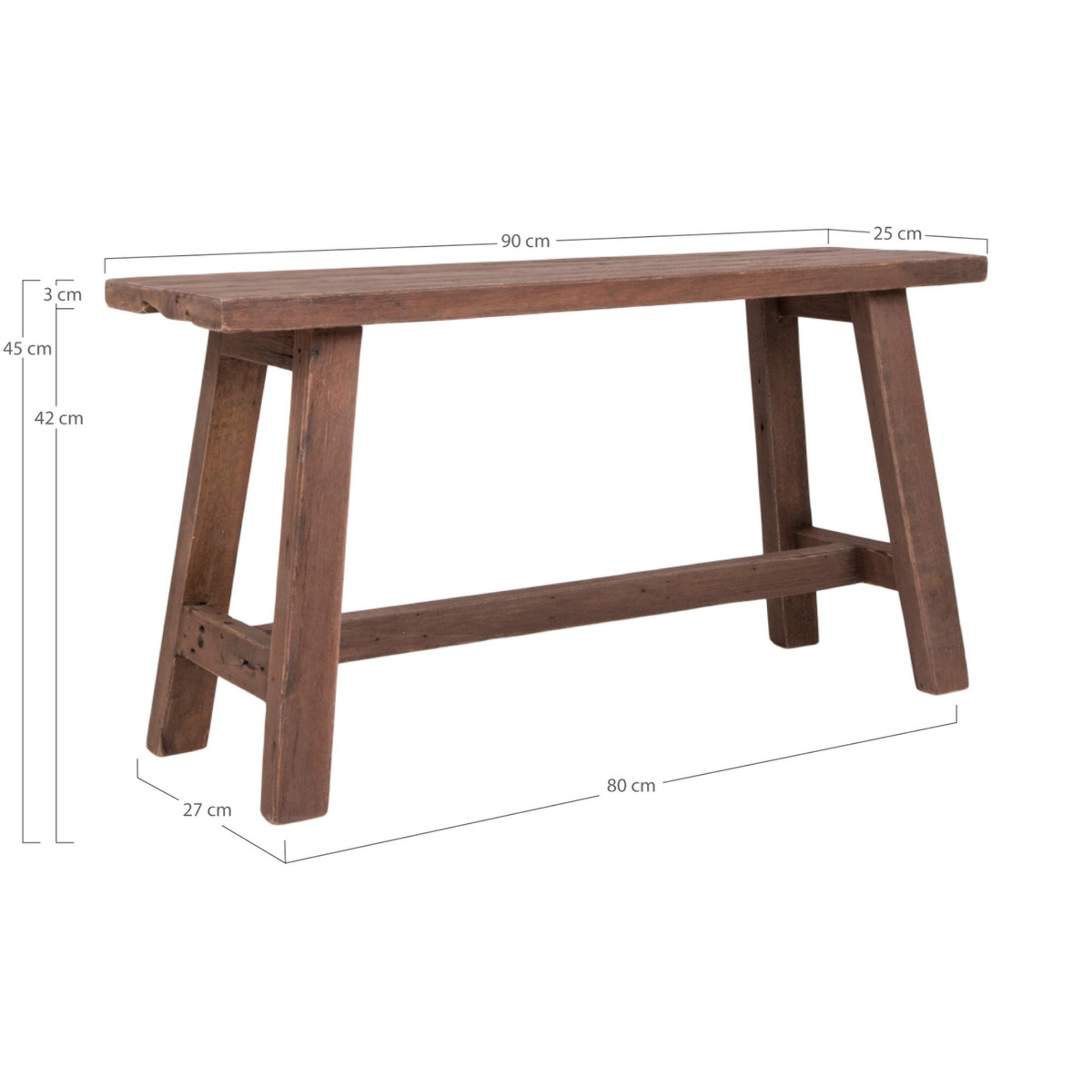 Panchina Barcelona in legno di teak naturale, 90 cm