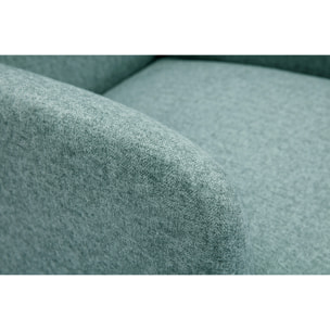 Fauteuil scandinave en tissu vert de gris et bois clair ISKO