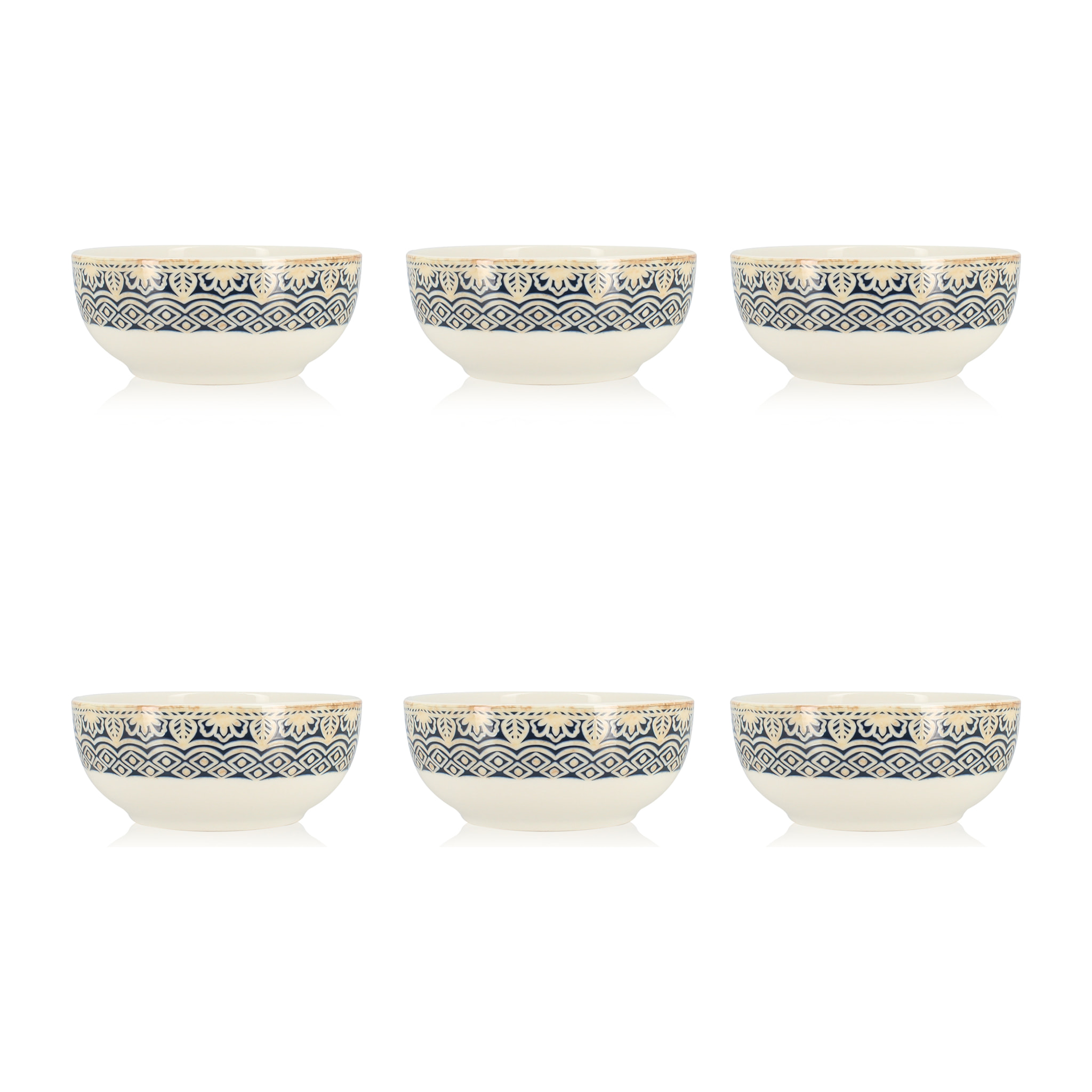 Lot de 6 coupelles en porcelaine bleue 12cm BYZANCE