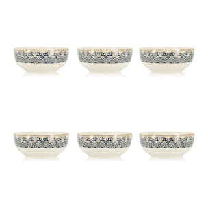 Lot de 6 coupelles en porcelaine bleue 12cm BYZANCE