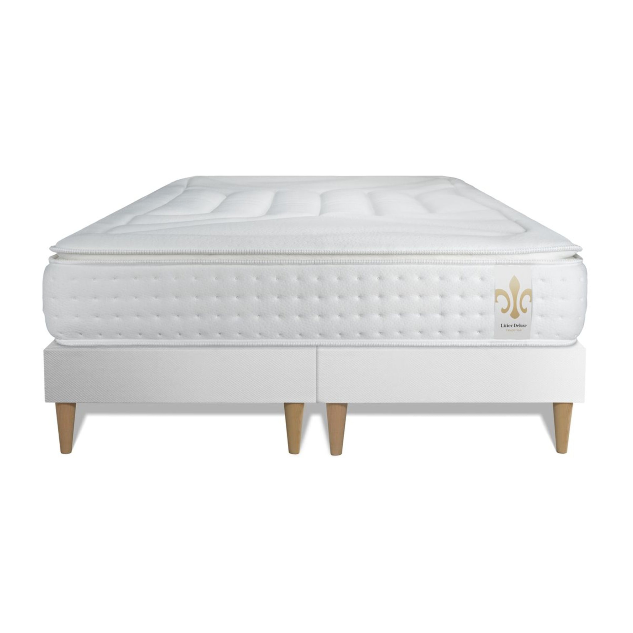 Ensemble Matelas Vingt-Quatre PLUS - 24cm - Ressorts ensachés et mémoire de forme - Confort hôtelier - Sommier Tapissier Blanc