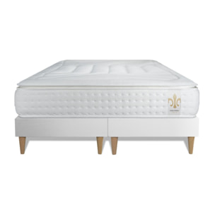 Ensemble Matelas Vingt-Quatre PLUS - 24cm - Ressorts ensachés et mémoire de forme - Confort hôtelier - Sommier Tapissier Blanc