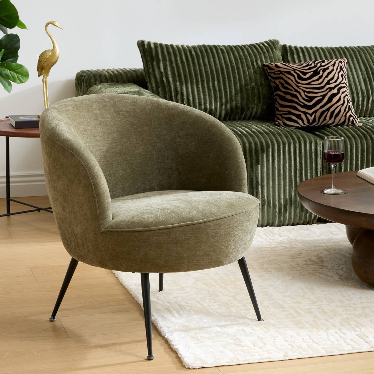 Fauteuil Tildae en Tissu Vert L69xl63xH71 cm