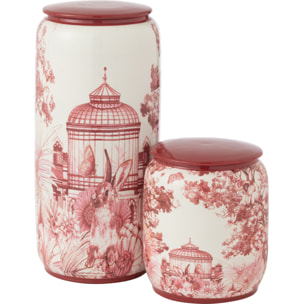 J-Line pot Moriko - porcelaine - rouge/blanc - large