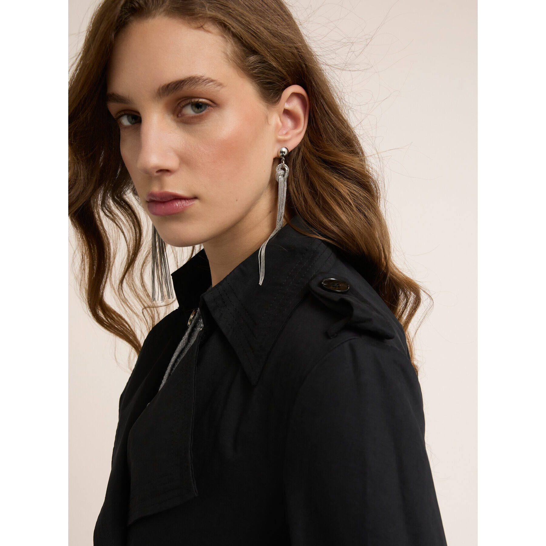 Motivi - Gabardina doble botonadura en tejido técnico - Negro