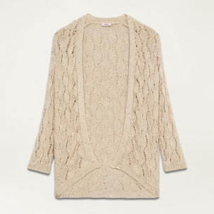 Oltre - Cardigan traforato con micro paillettes - Beige