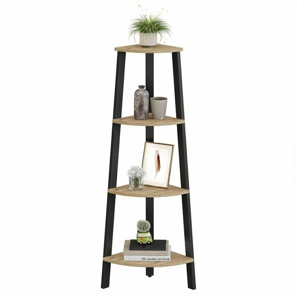 Libreria angolare Industrial Artisan con 4 ripiani