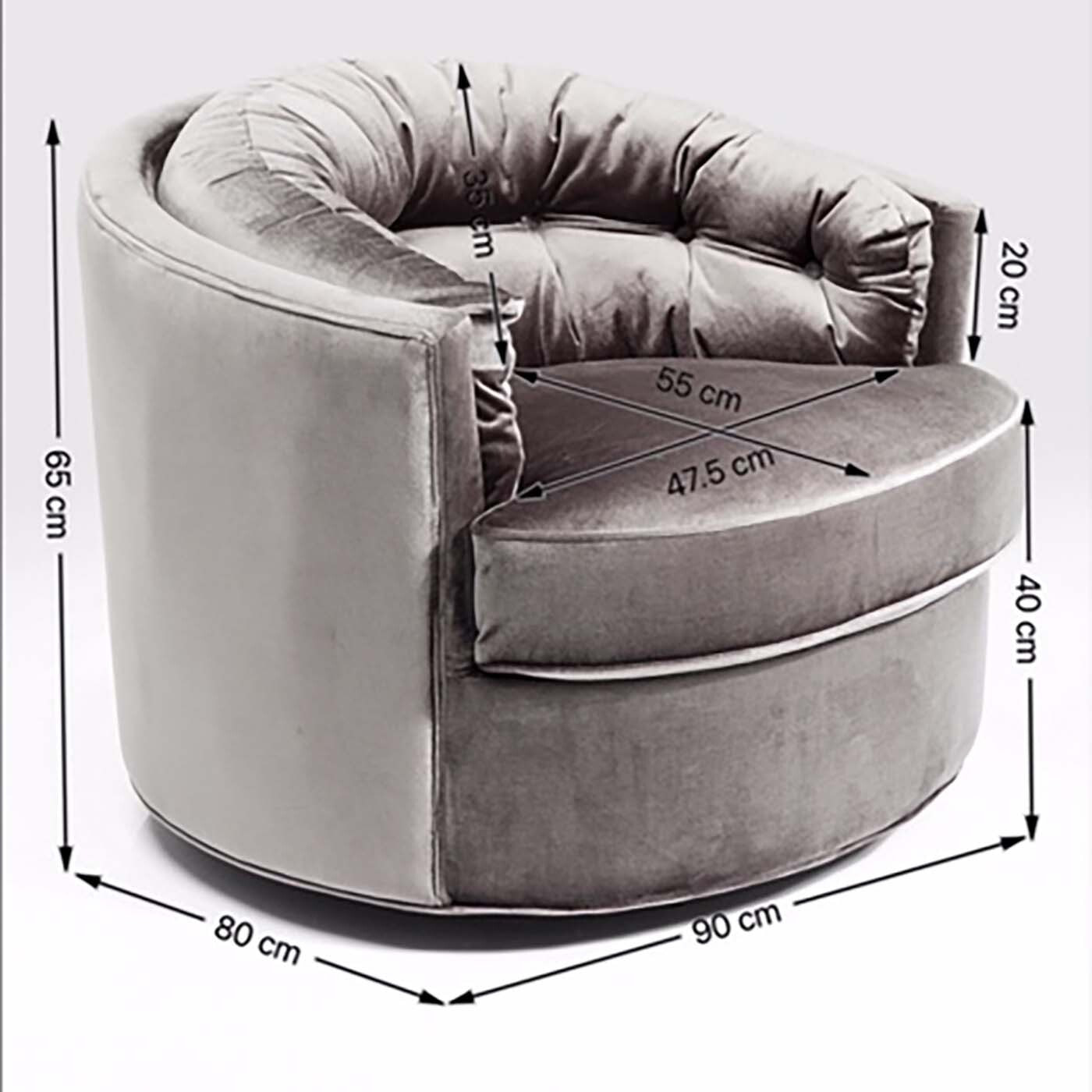 Fauteuil pivotant Music Hall velours gris Kare Design