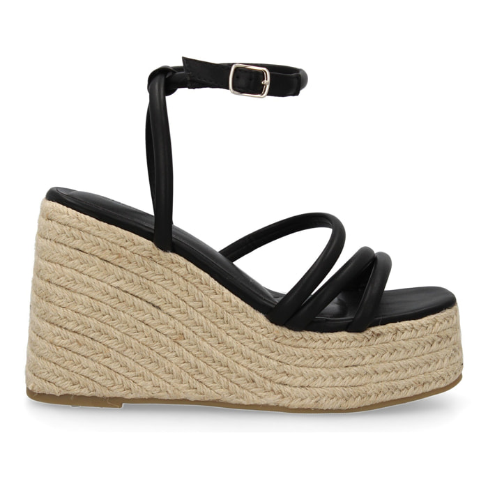 Sandalia de cuña de yute para mujer, diseño comodo y elegante con tiras cruzadas en la pala