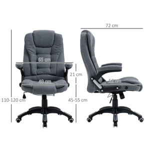 Vinsetto Fauteuil de bureau direction ergonomique hauteur réglable dossier inclinable toile de lin gris chiné