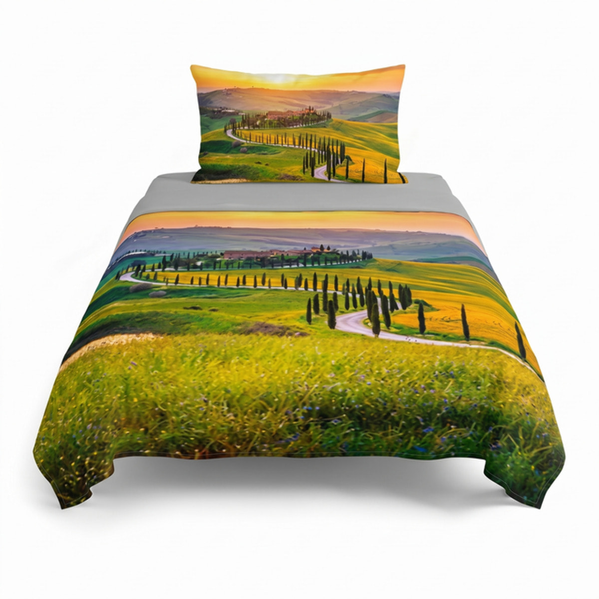Completo lenzuola matrimoniale in cotone con stampa alta qualità, set letto con lenzuolo sopra, sotto con angoli e 2 federe, morbido e traspirante per pelli sensibili, colori brillanti e durevoli, certificato OEKO-TEX, comfort quotidiano