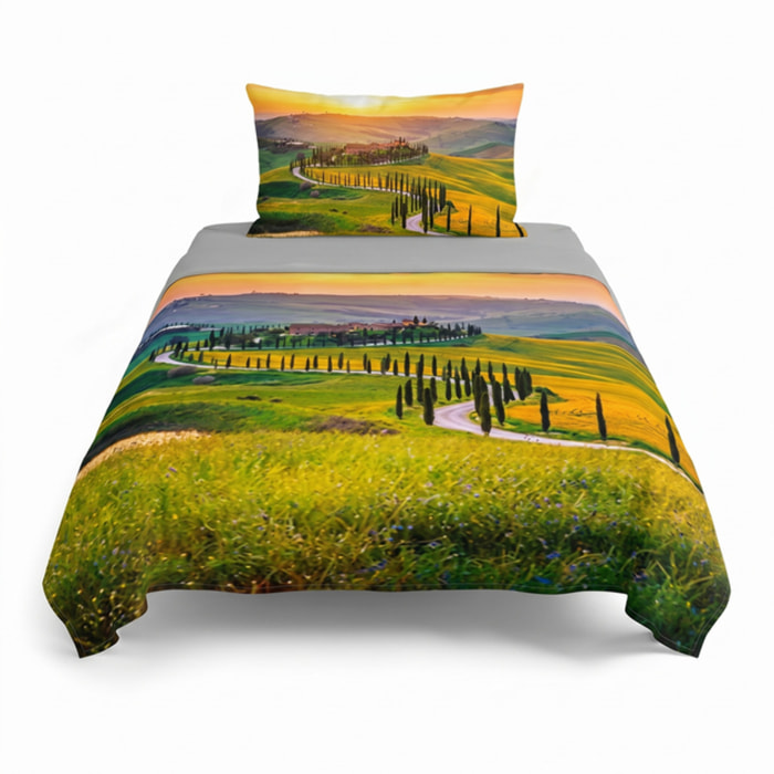 Completo lenzuola matrimoniale in cotone con stampa alta qualità, set letto con lenzuolo sopra, sotto con angoli e 2 federe, morbido e traspirante per pelli sensibili, colori brillanti e durevoli, certificato OEKO-TEX, comfort quotidiano