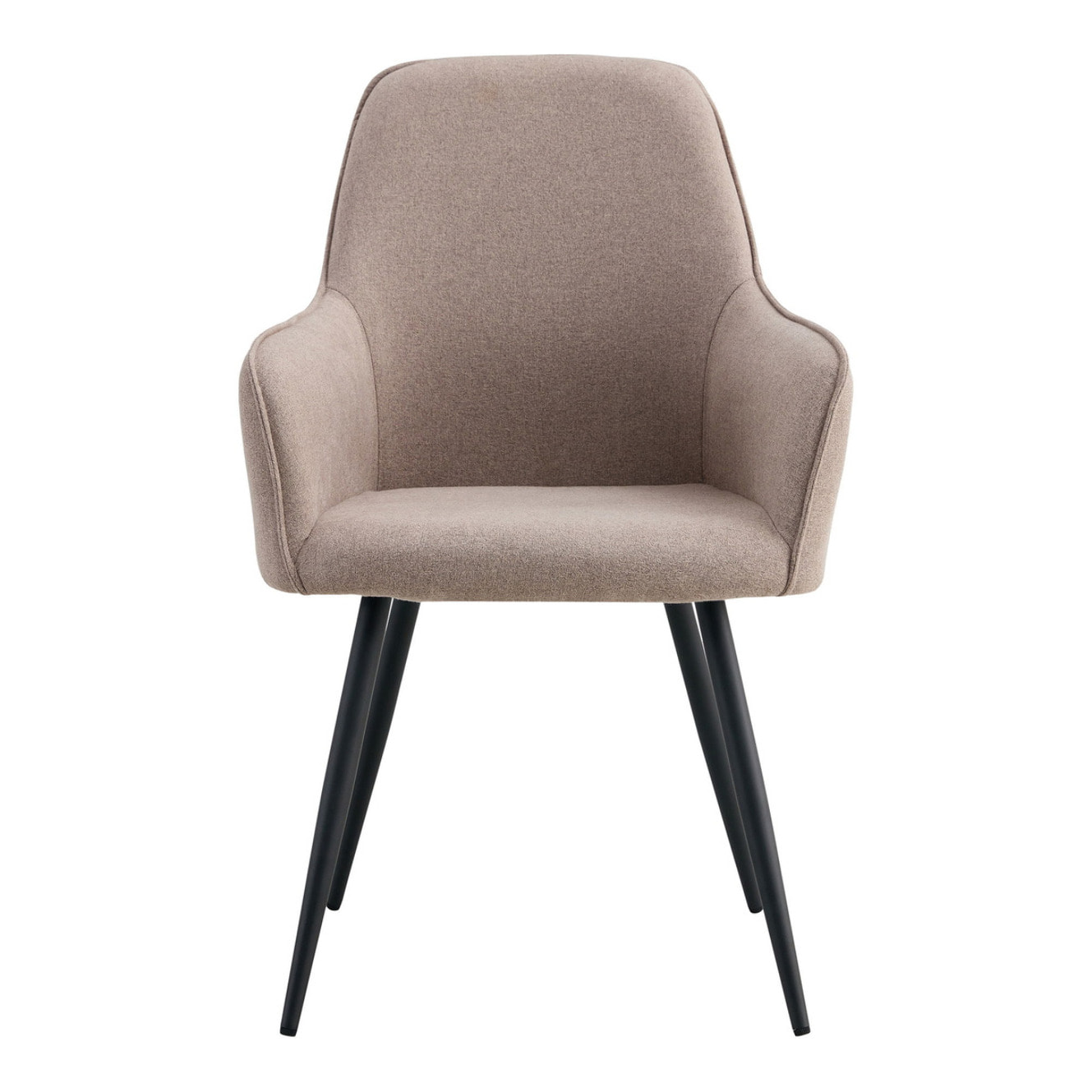 Set 2 sedie da pranzo Harbo con braccioli in tessuto grigio pietra e gambe nere 57x65x87 cm