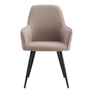 Set 2 sedie da pranzo Harbo con braccioli in tessuto grigio pietra e gambe nere 57x65x87 cm