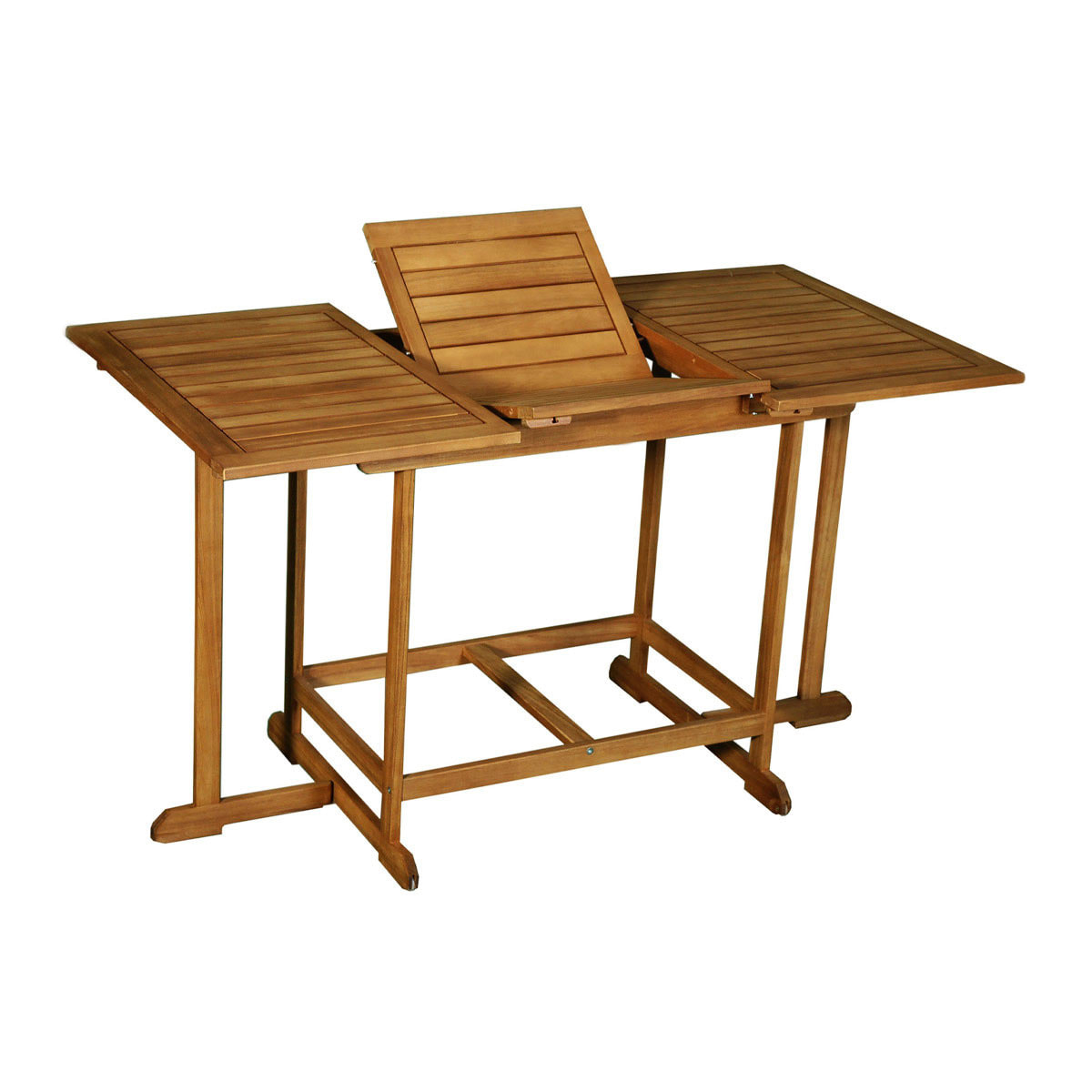 Set d'une table extensible avec rangements et de 4 chaises pliantes en bois massif CARMEN