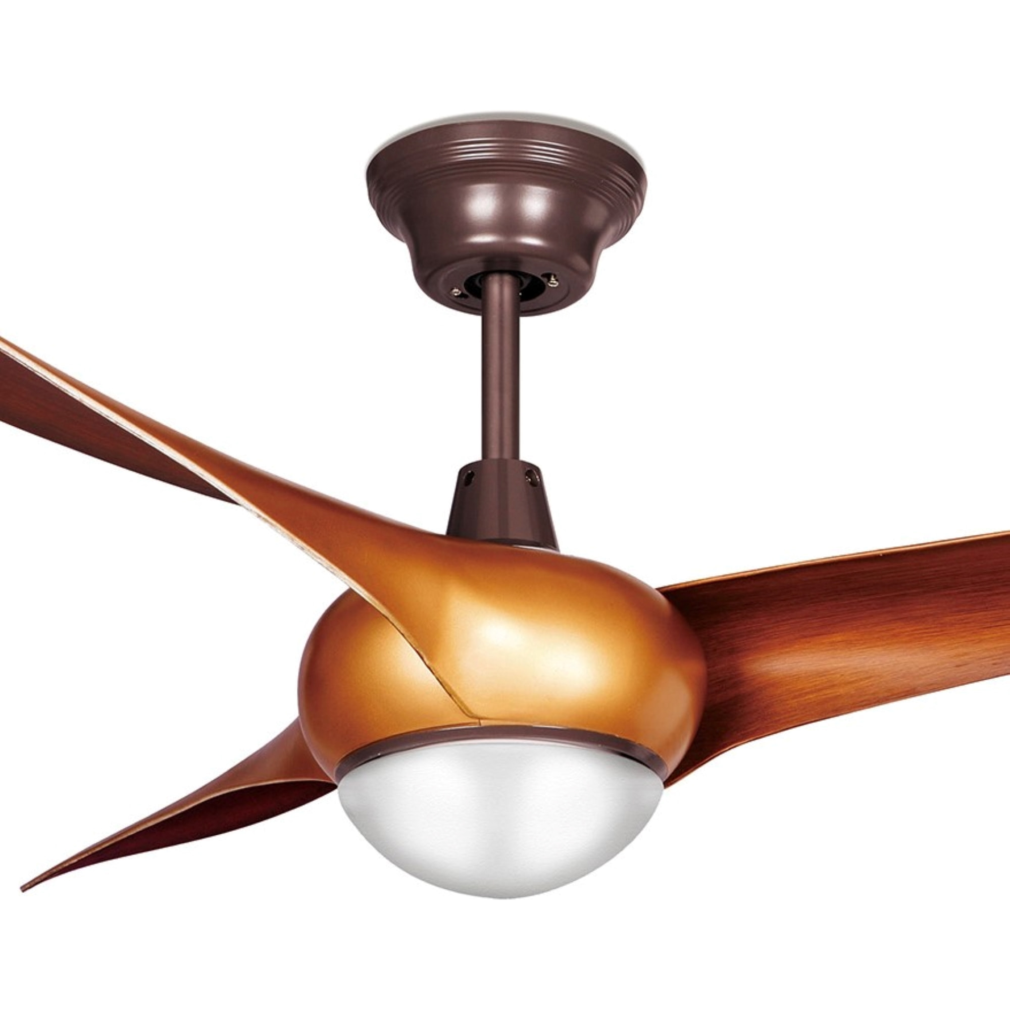 FORLIGHT Helix Ventilador de Techo Silencioso con Luz LED. 5 Velocidades, Programable. Giro Inverso. Acero Marrón Madera