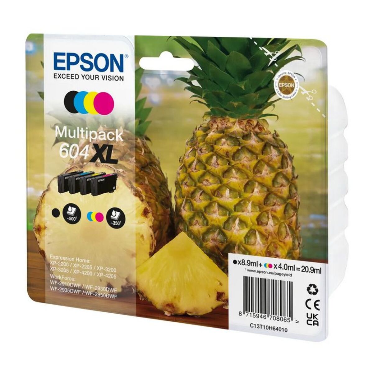 Cartouche d'encre EPSON Pack Multipack 4 Originales 604XL (Noir + 3 Couleurs XL) Série Ananas - C13T10H64010