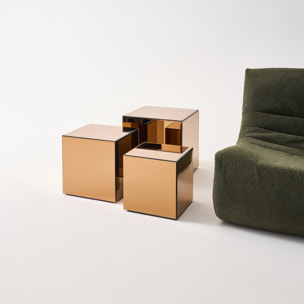 Table cubique miroir, bout de canapé, table d'appoint cube miroir 30cm MIRAGE