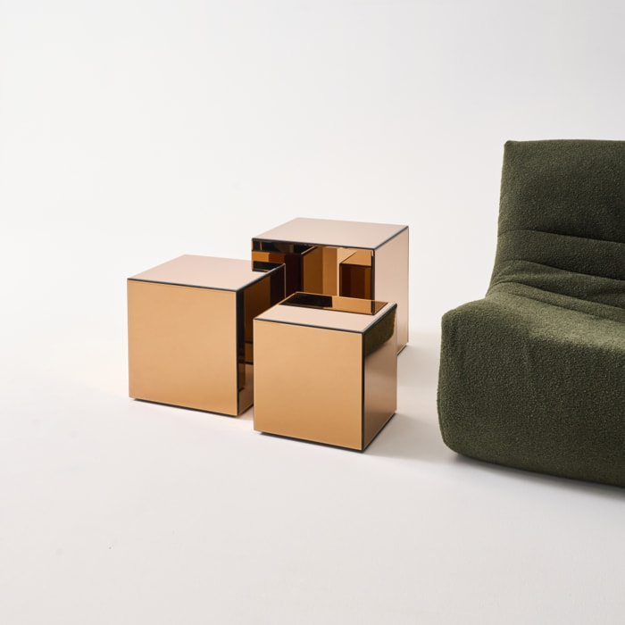 Table cubique miroir, bout de canapé, table d'appoint cube miroir 30cm MIRAGE