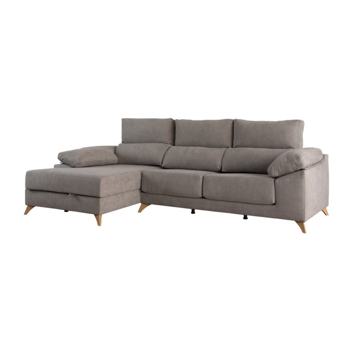 Canapé d'angle Dandy -textile, mousse pu, bois et panneau de particules-couleur gris 295 x 103 x 170 cm