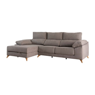 Canapé d'angle Dandy -textile, mousse pu, bois et panneau de particules-couleur gris 295 x 103 x 170 cm