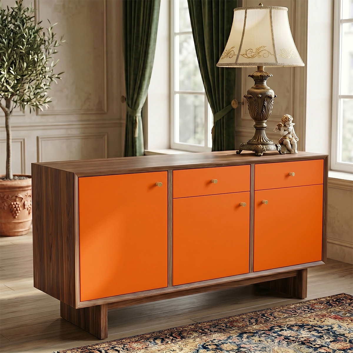 Rouleau adhésif décoratif Vinyle au Mètre - Orange - Sticker Lavable Imperméable Mur Cuisine Meubles
