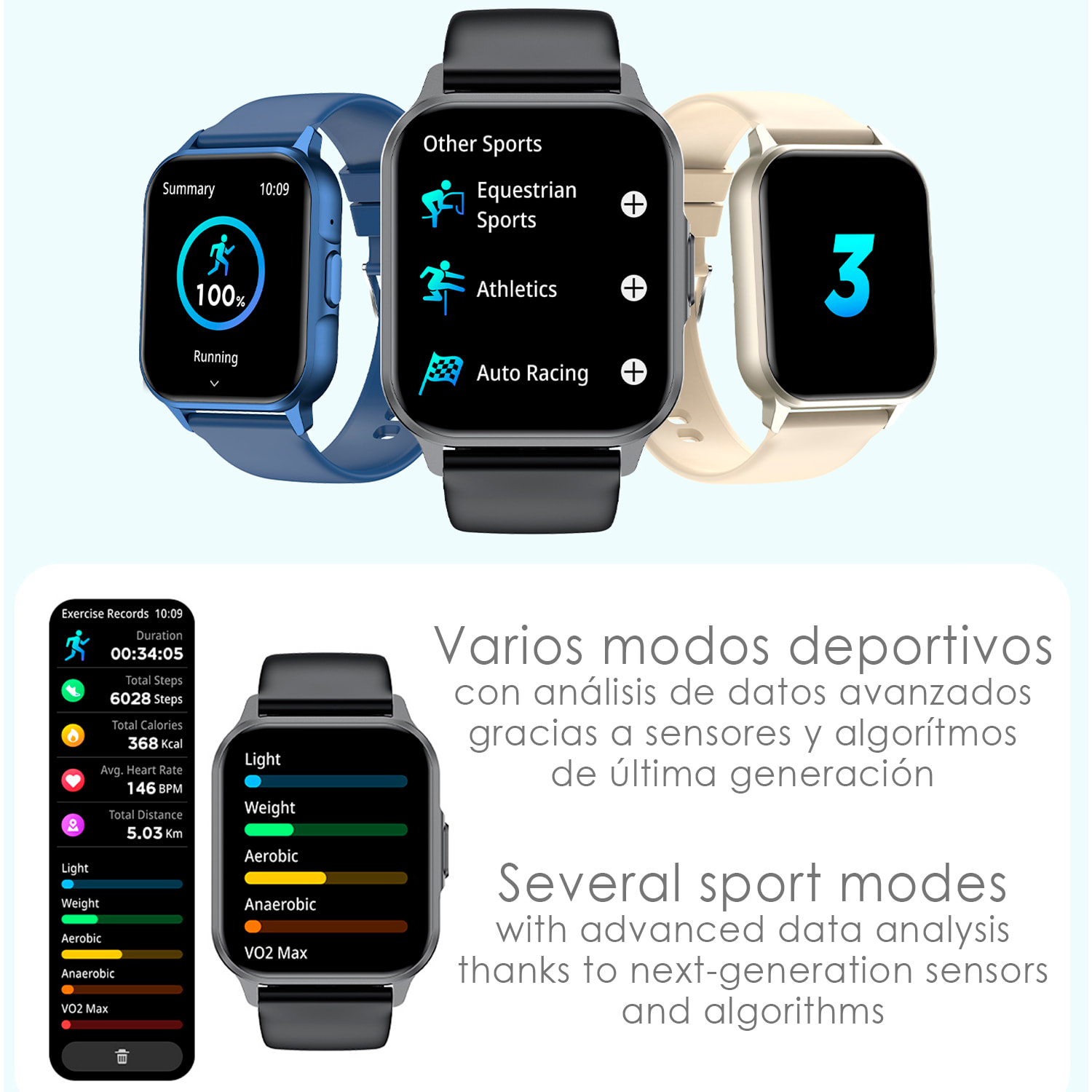 Smartwatch ZW36 con notificaciones de Apps, varios modos deportivos. Monitor de tensión y oxígeno, termómetro.