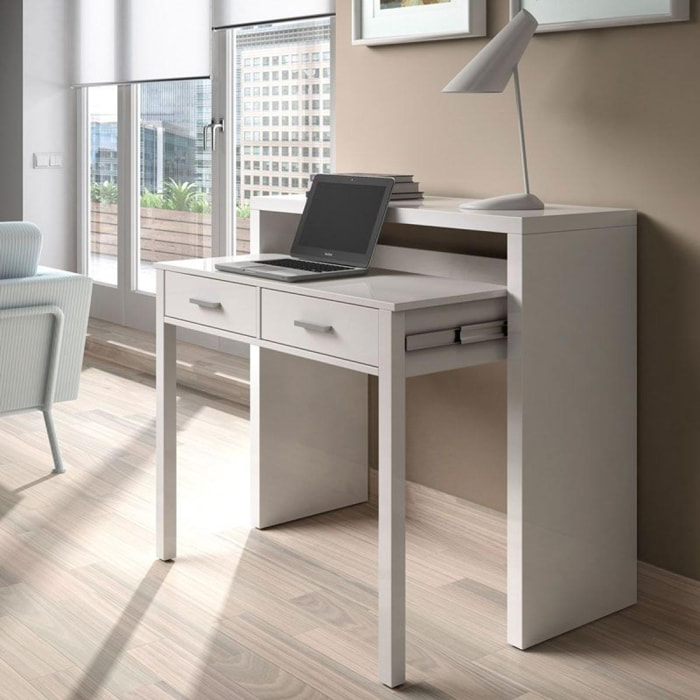 Mesa de escritorio extensible Bureau Blanco Artik (Blanco Mate)