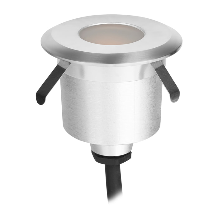 Forlight Empotrable de Suelo LED 2W Exterior IP65-IP67, Luz Cálida 3000K, Aluminio y Policarbonato, Diseño Compacto 59mm, Control ON-OFF, Iluminación Segura y Elegante