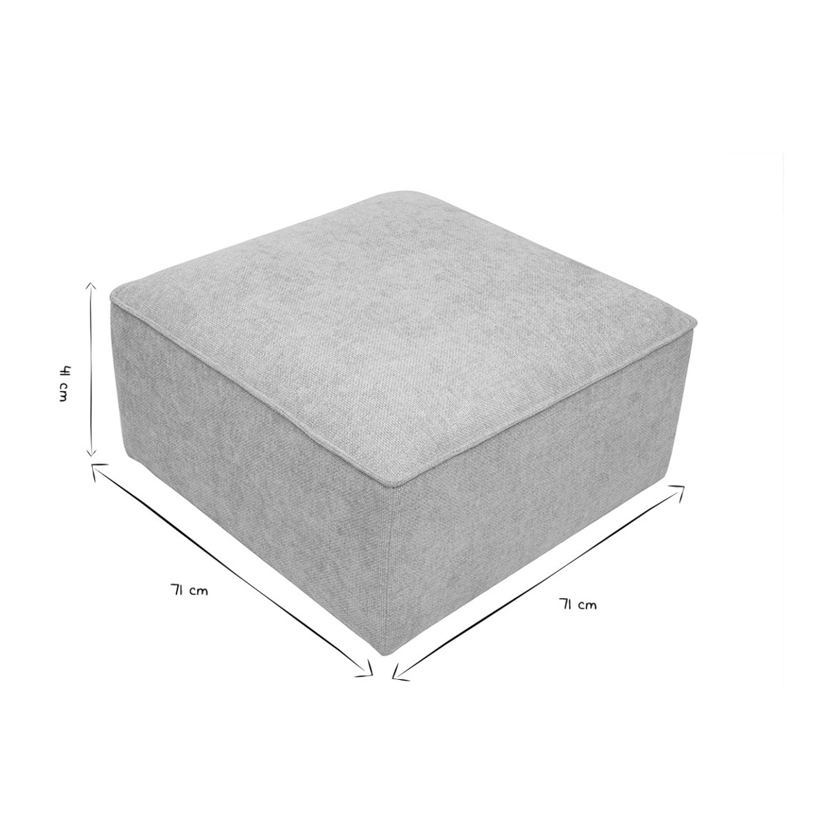 Pouf repose pieds en tissu effet velours texturé beige KERRY
