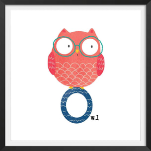 Affiche enfant o comme owl Affiche + cadre en bois - Noir