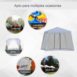 Carpa de Jardín 3x3 m con 4 Paredes Laterales Mosquitera con Cremallera Gris