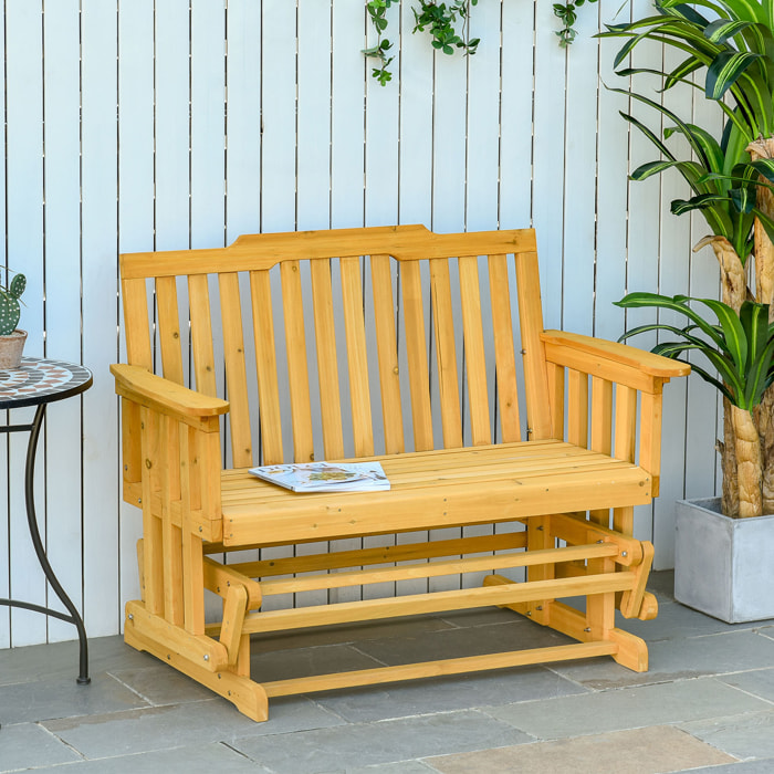 Banc à bascule de jardin 2 places style rural chic bois massif sapin pré-huilé