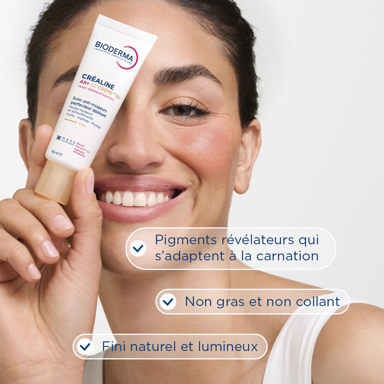 Crealine AR+ - CC Crème SPF50+ - Soin anti-rougeurs perfecteur apaisant