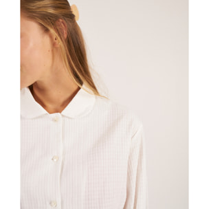 Camiseta de pijama de mujer de manga larga abotonada